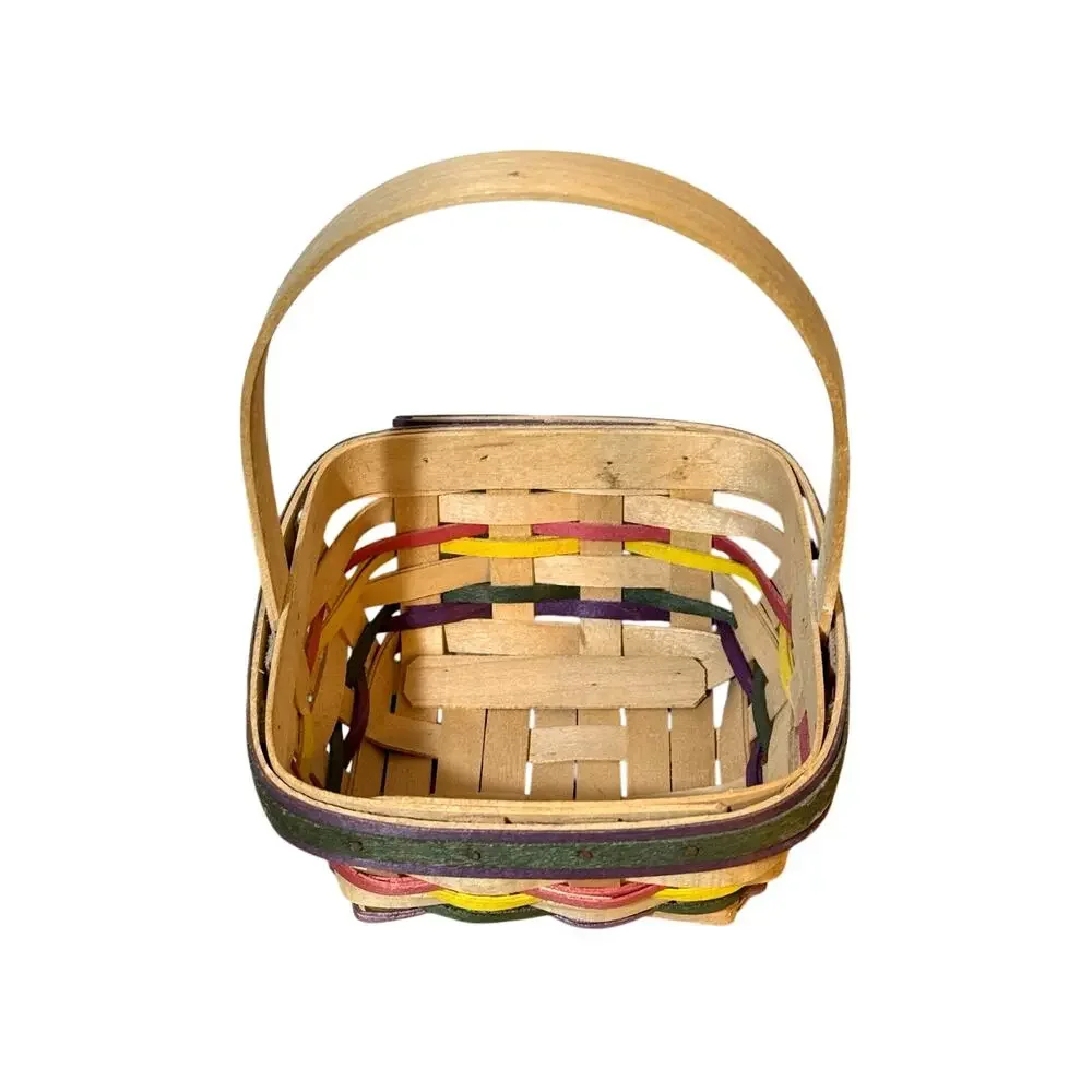 Vintage 1998 Longaberger Hand Woven Basket Wood Swing Handle USA 8